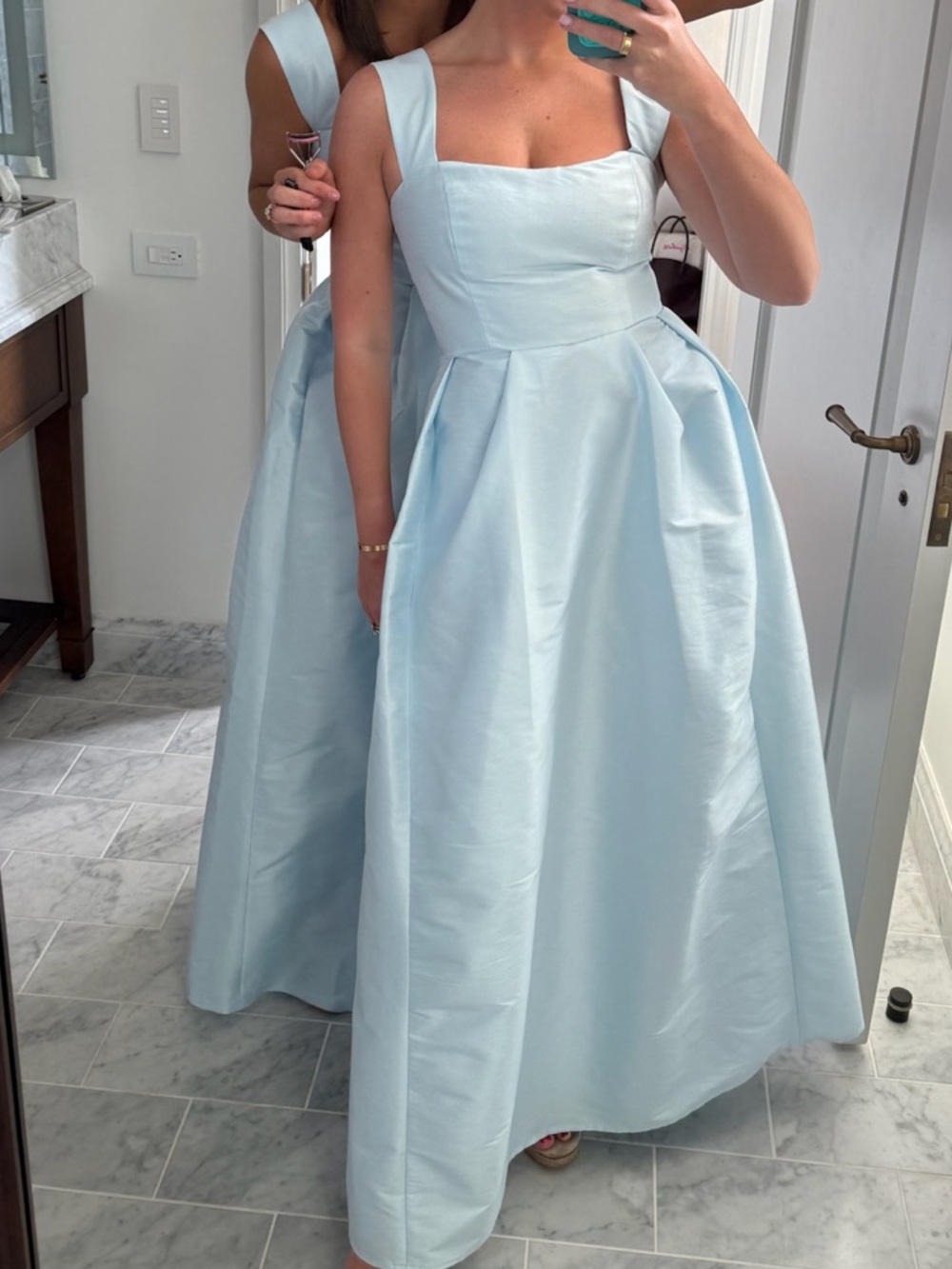 Lula Kate Light Blue Square-Neck Evening Dress - Picture 3 of 3